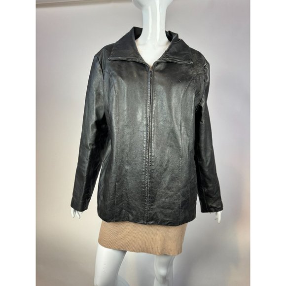 East 5th Zip Front Jacket Size XL Black Genuine Leather - Picture 14 of 16